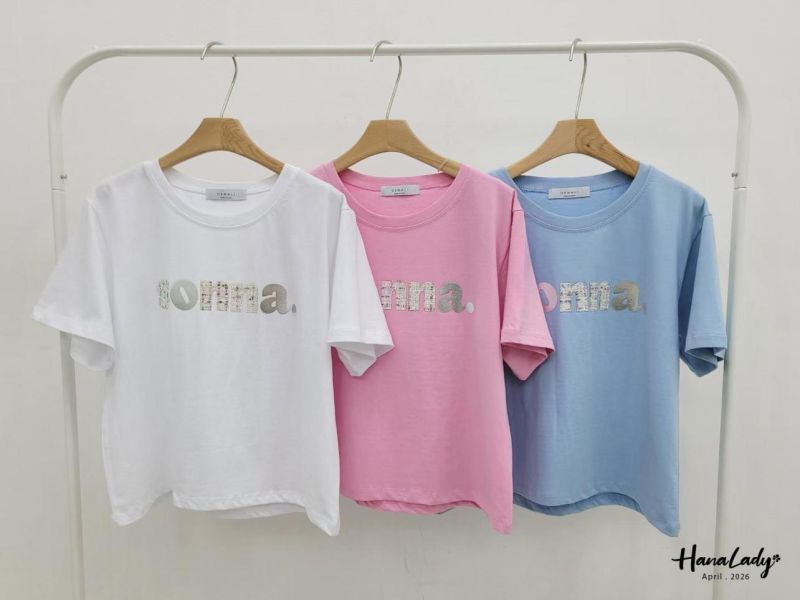 LFA27 毛呢燙銀涼感親膚棉T 