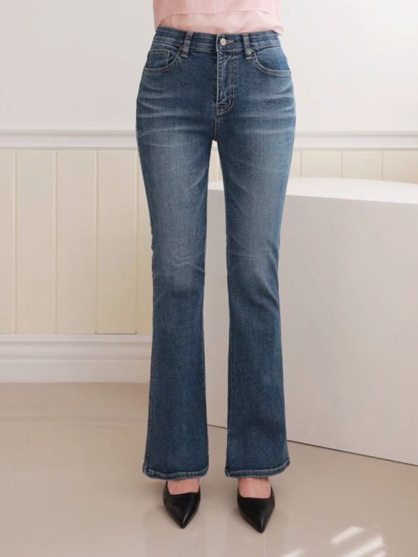 WQA36 沒有刷毛的喇叭丹寧褲 