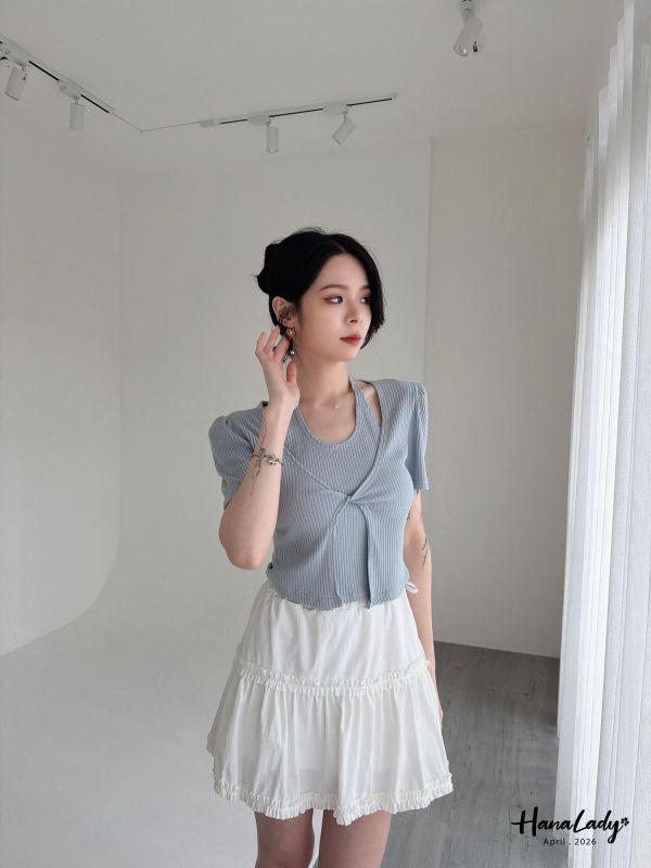 LFA38 簡約繞薄設計扭結上衣 