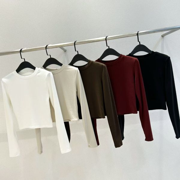 WQA39 親膚內磨毛短版圓領上衣 