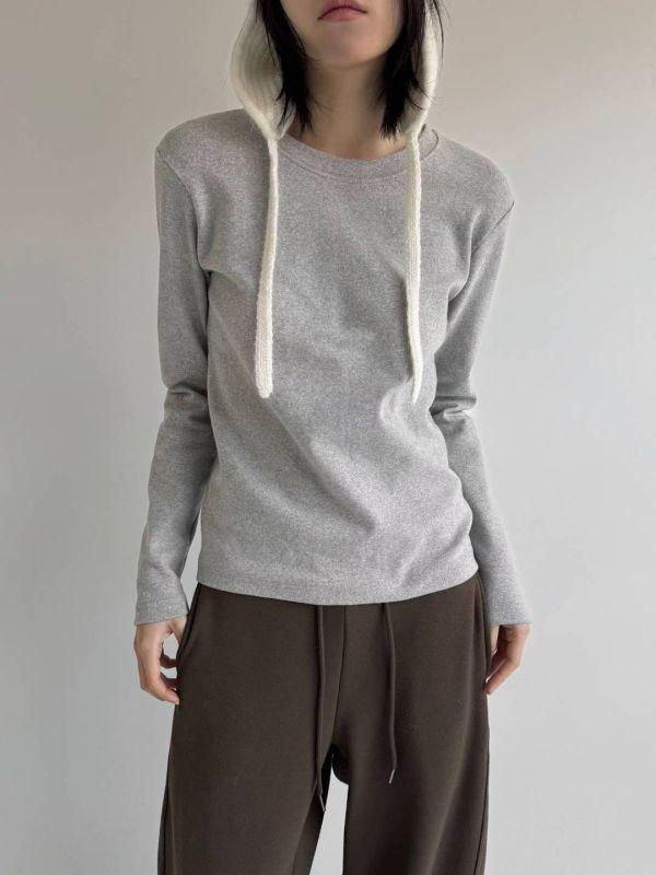 WQA77 微厚磅圓領純色上衣 