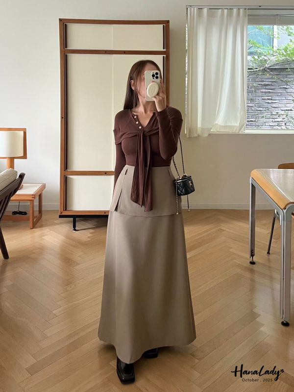 WTB36 三釦V領斗篷綁結上衣 