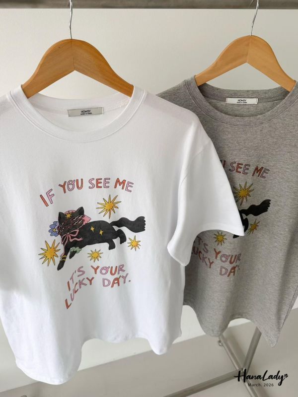 LSA02 時尚小黑貓棉質T 