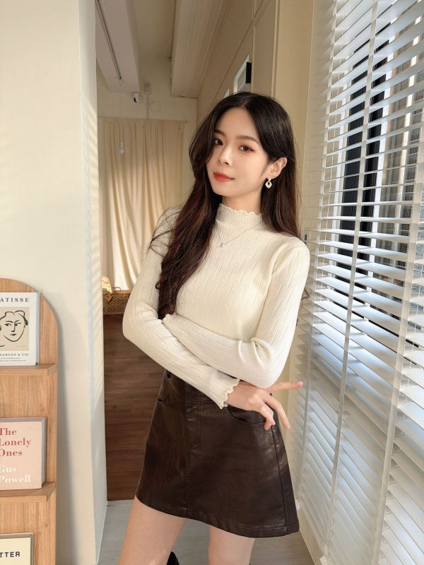 WQA13 拷克QQ邊毛料針織上衣 