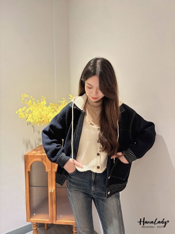 WJB38 親膚毛料針織外套帽可拆 