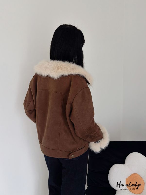 LEA02 英倫風麂皮鋪棉外毛可拆 