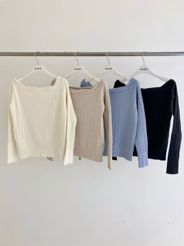 WJA02 氣質麻花領針織上衣 