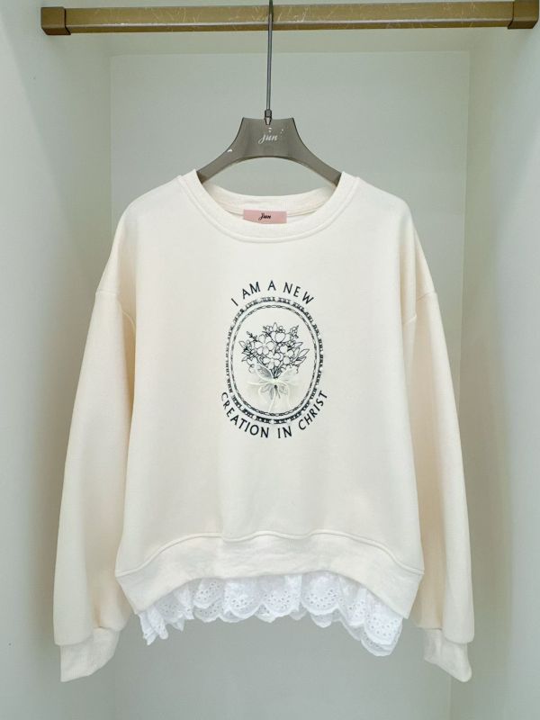 WQA21 花卉釘珠蝴蝶結圓領上衣 