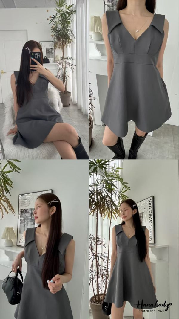 WKA54 高質感翻領設計洋裝 