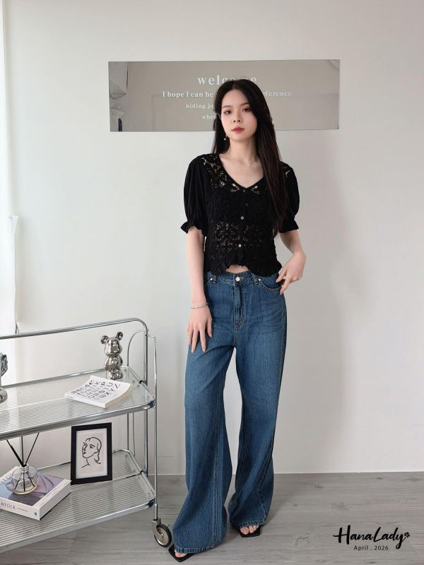 LFA12 高質感雕花布蕾絲上衣 