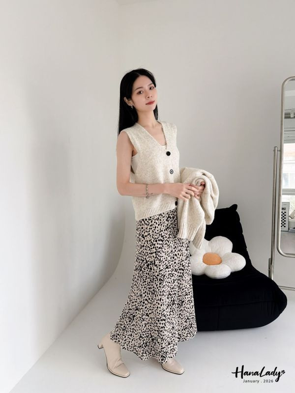 LEA89 一年四季都能穿的豹紋長裙 