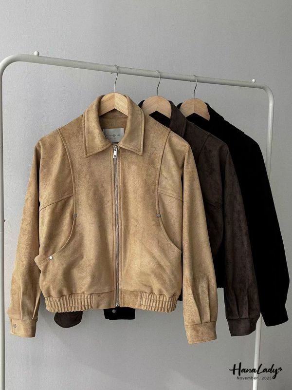 WJA63 率性麂皮拉鍊機車裝 