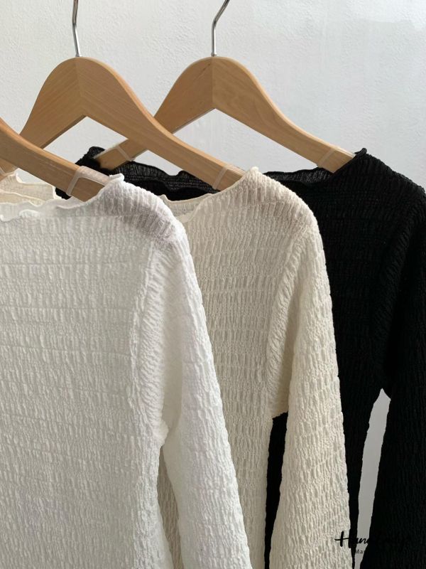 LSA57 微透拷克邊內搭上衣 