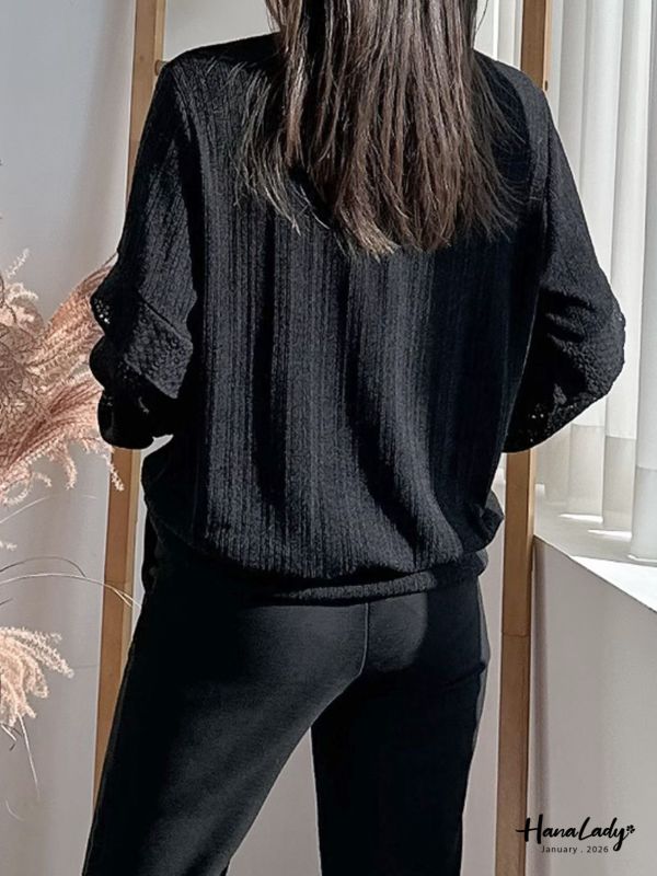 LEA24 細坑條造型簍空袖上衣 