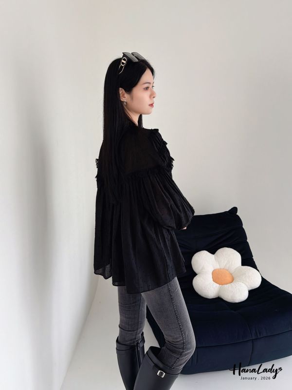 LEA62 層次領點點裙擺上衣 