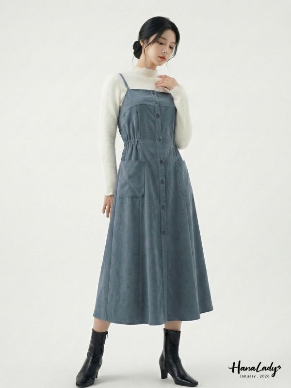 LEA87 休閒氣質兼具蜜桃絨洋裝 