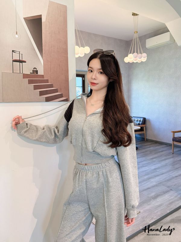 WJA94 編織設計內磨毛連帽套裝 