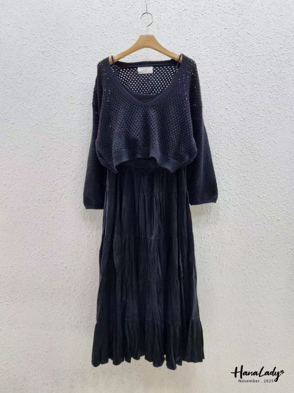 WJA87 抓皺針織三件組套裝 