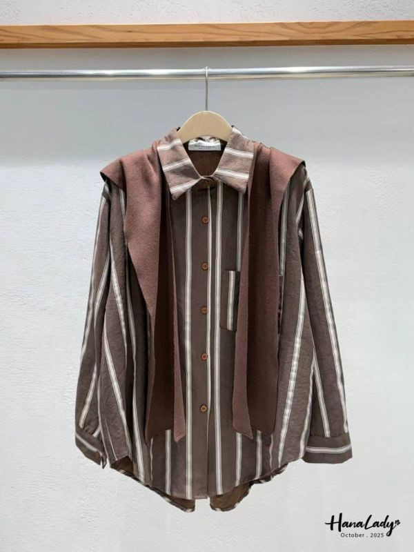 WTA13 超質感親膚披肩條紋衫 