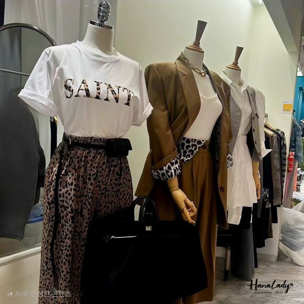 WKA79 精緻毛絲豹紋字母棉T 