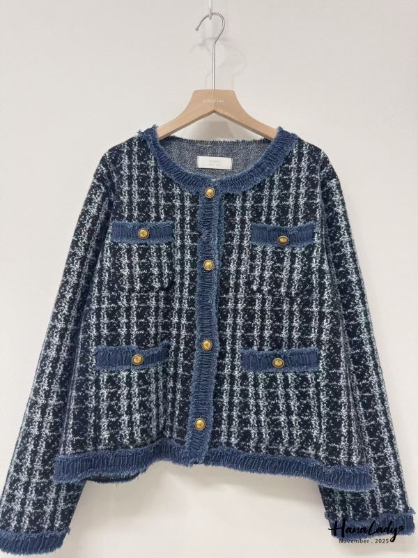 WJB08 牛仔滾邊小香風親膚外 