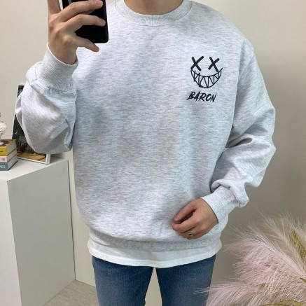 WQB17 男款瑩光塗鴉厚磅內刷毛T 