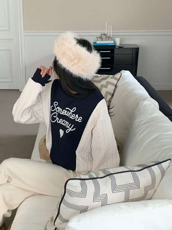 WQB10 超口愛麻花袖內刷毛T 