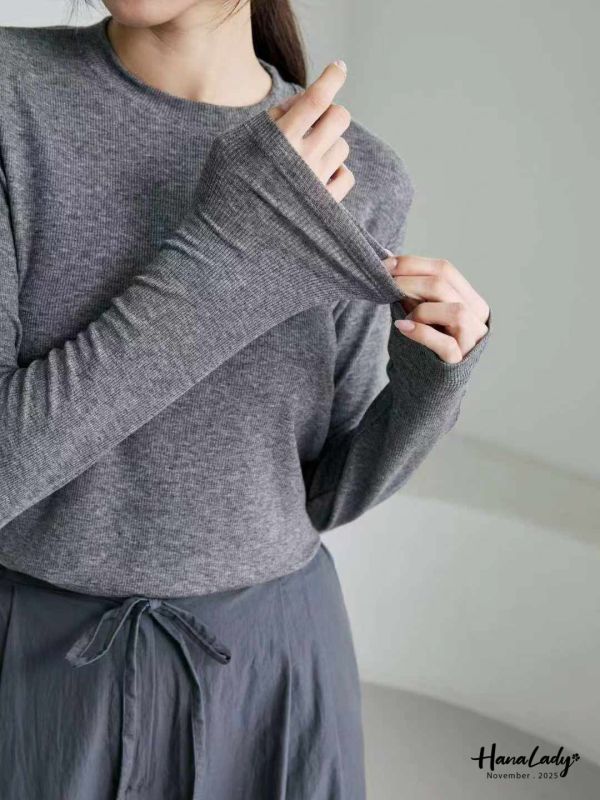 WJA68 百搭細坑條親膚圓領T 