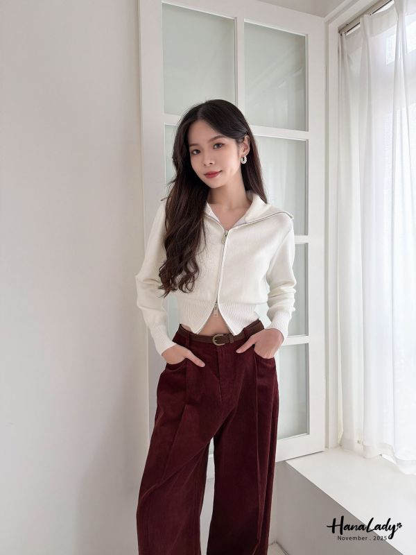 WJA64 超質感顯瘦收腰拉鍊上衣 