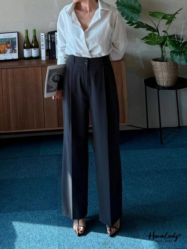 WFA79 雙釦垂感壓褶西裝褲 正韓 韓國服飾 韓國連線