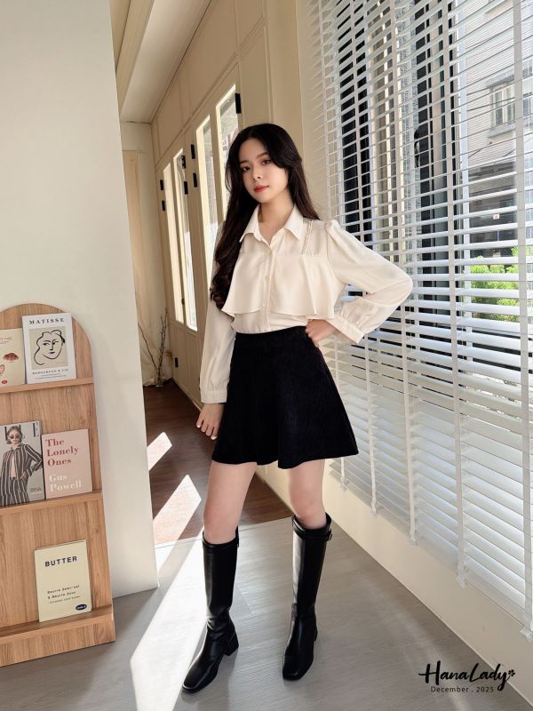 WQA06 金蔥麻花波浪雪紡上衣 