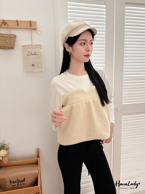 LEA82 兩件式熊寶寶棉絨上衣 