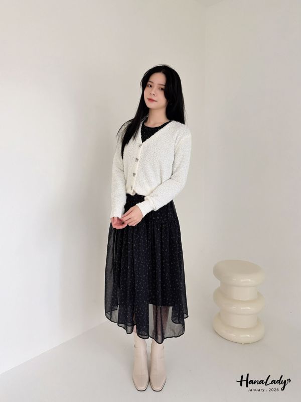 LEA54 毛毛蝴蝶結釦針織上衣 