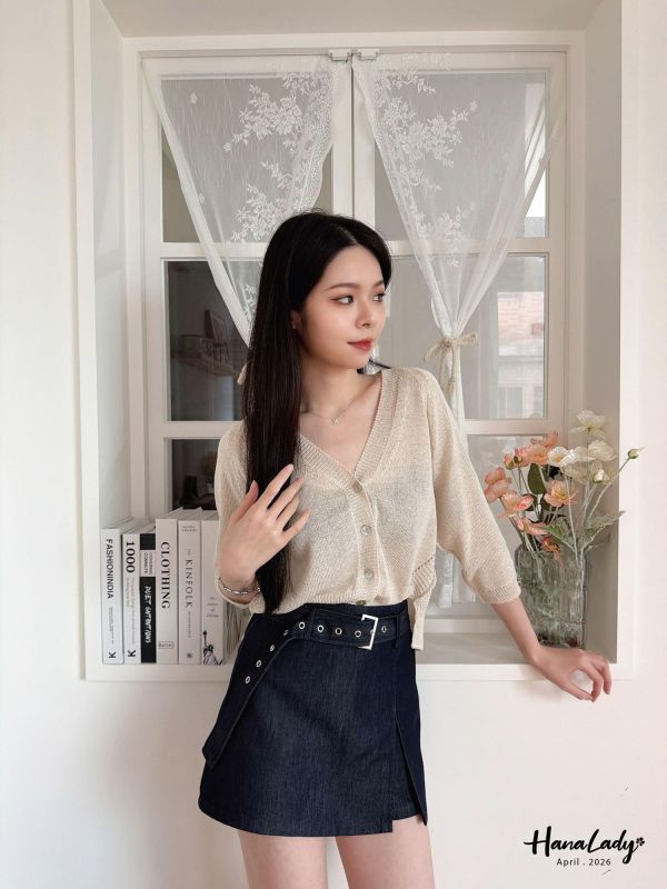 LFA54 貝殼釦點綴上衣罩衫 