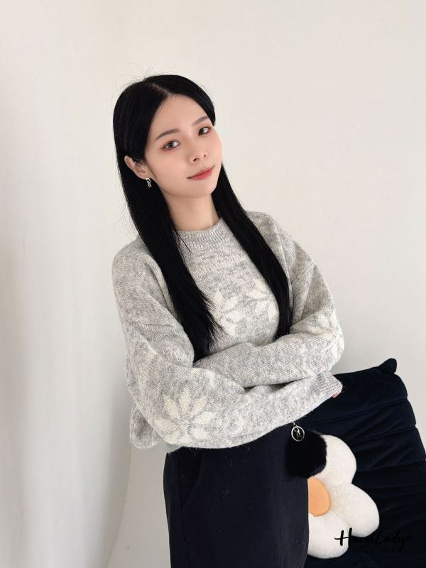 LEA93 冬季混線雪花針織上衣 