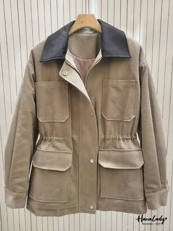 FJA83 率性麂皮領絨布舖棉外 