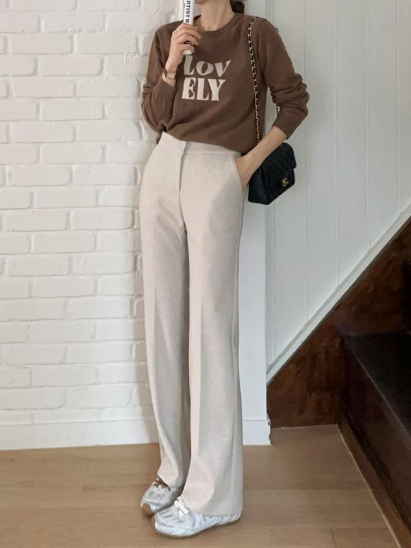 WQA55 暖呼呼毛料西裝喇叭褲 