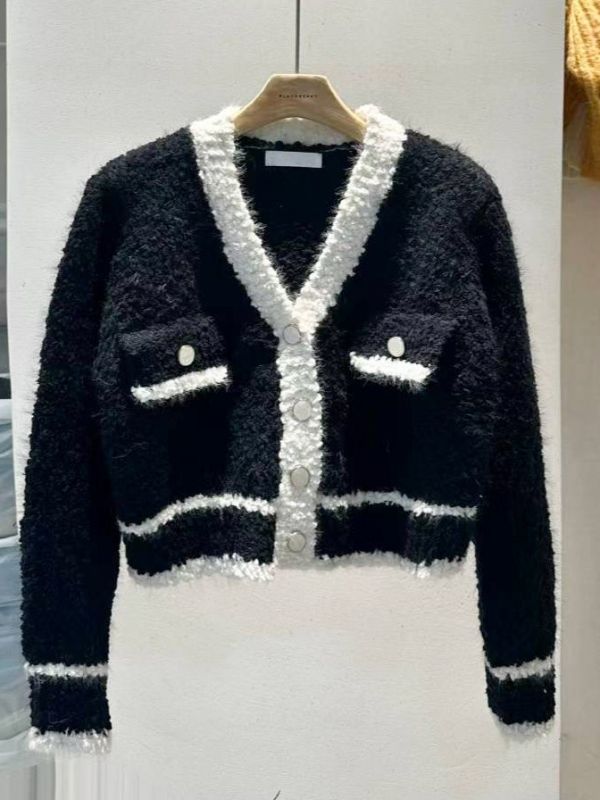 WQB73 小香風線條嫩Q針織上衣 