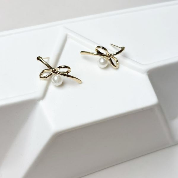 WQB41 氣質扭結珍珠耳環 