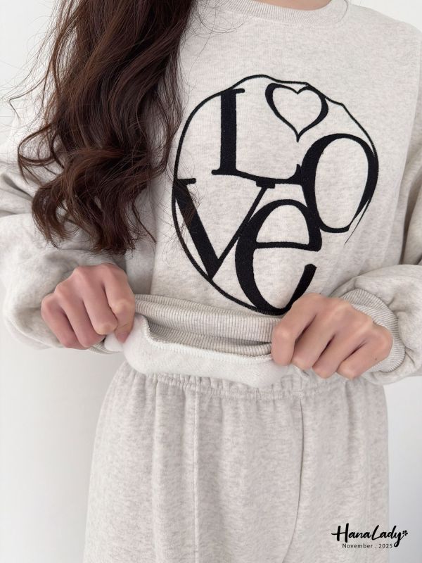 WJA93 暖暖內磨毛刺繡字母套裝 