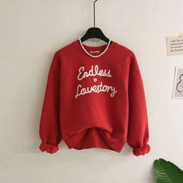 WQB09 立體刺繡愛心內刷毛T 