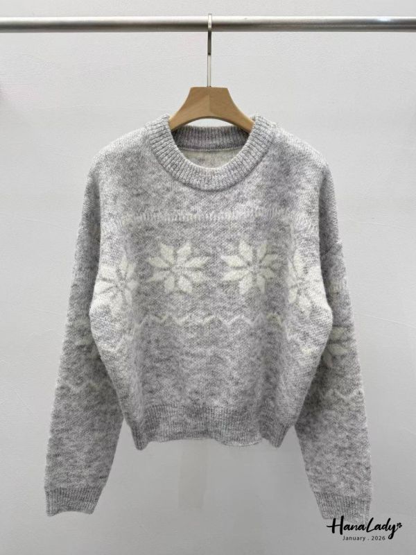 LEA93 冬季混線雪花針織上衣 