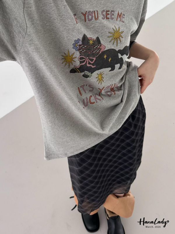 LSA02 時尚小黑貓棉質T 