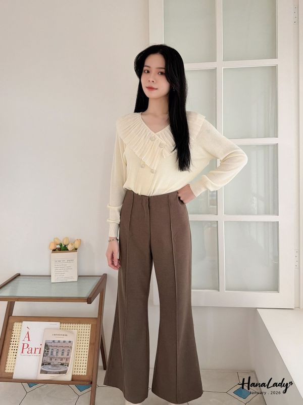 LEA09 親膚細針織拼接雪紡上衣 