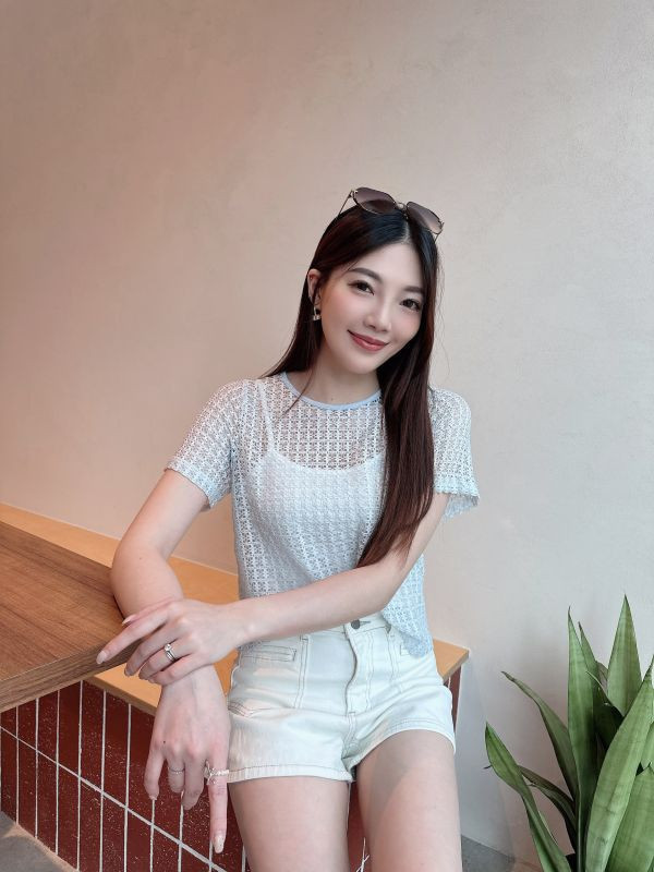 WFB67 兩件式花紋勾針織上衣 