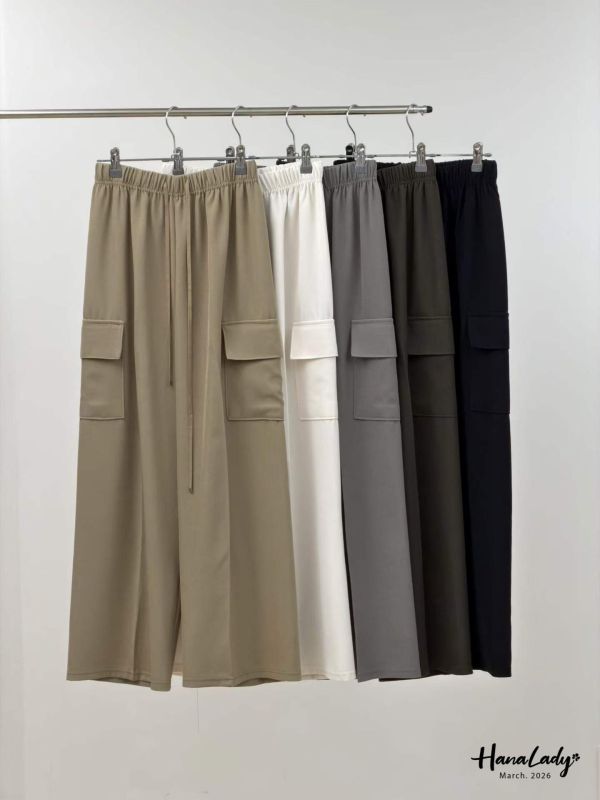 LSA56 雙口袋工裝綁帶休閒褲 