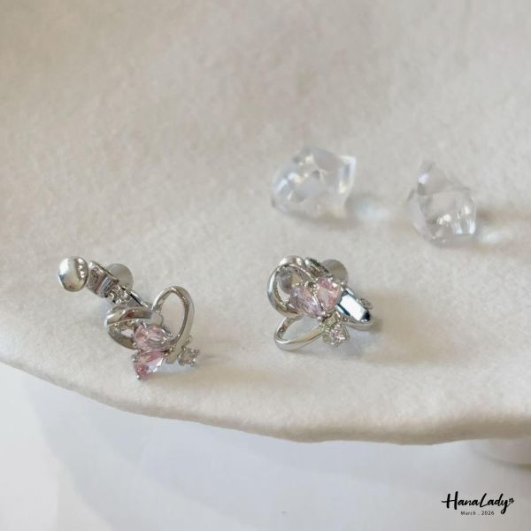 LSA71 愛心小鑽耳夾式耳環 