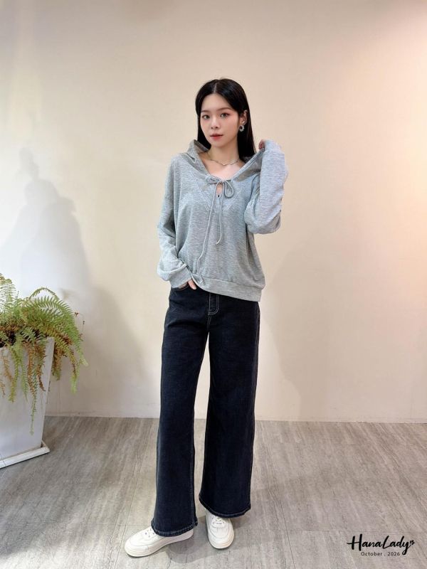 LTA32 休閒綁結設計連帽T 