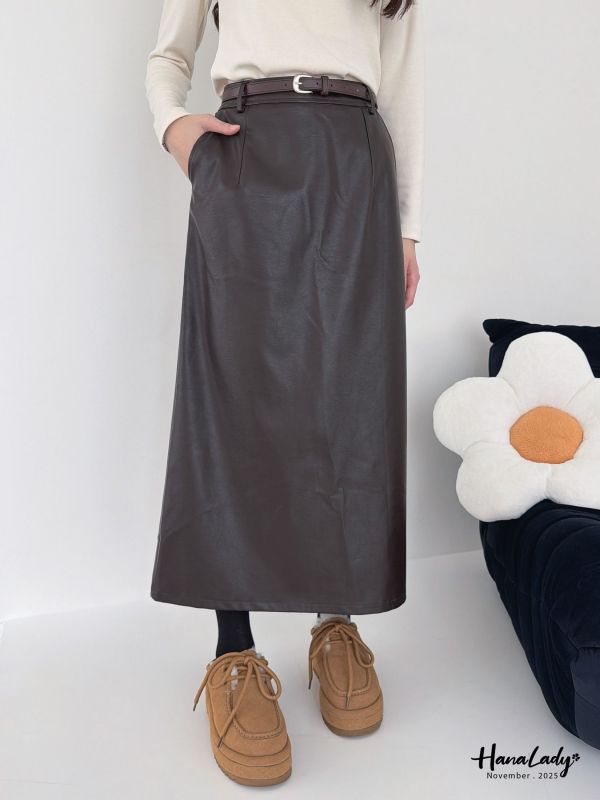 WJA14 超美簡約百搭皮長裙 
