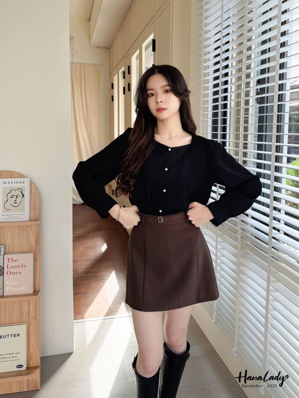 WQA99 簡約釦帶設計褲裙 